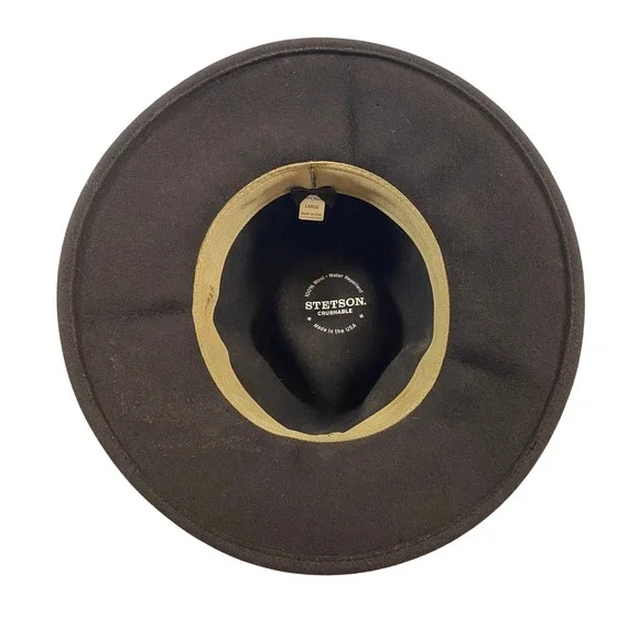 Stetson Crushable Wool Fedora Hat Brown Water Repellent‎ Large Made in USA - Picture 7 of 13